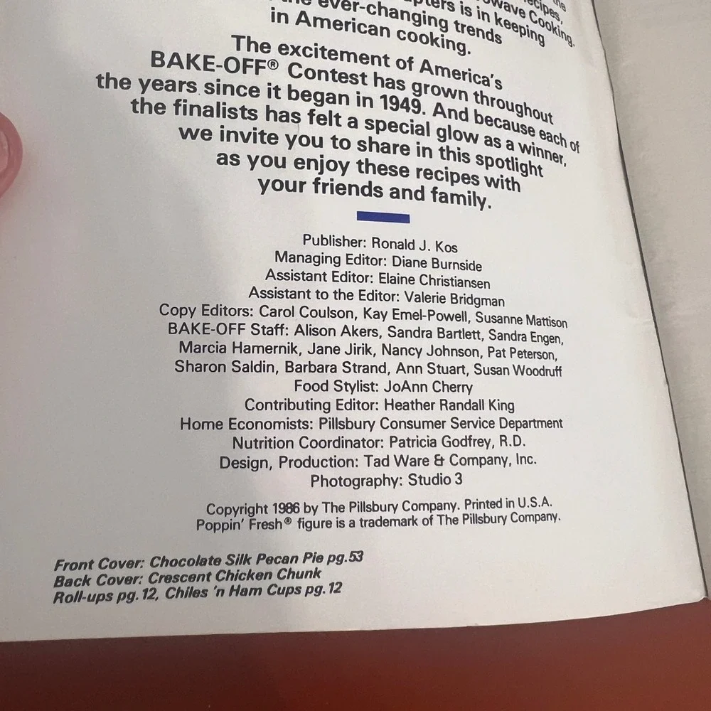 Vtg 1986 Pillsbury Bake-Off Cookbook 100 Winning Recipes Classic No 62‎ Special